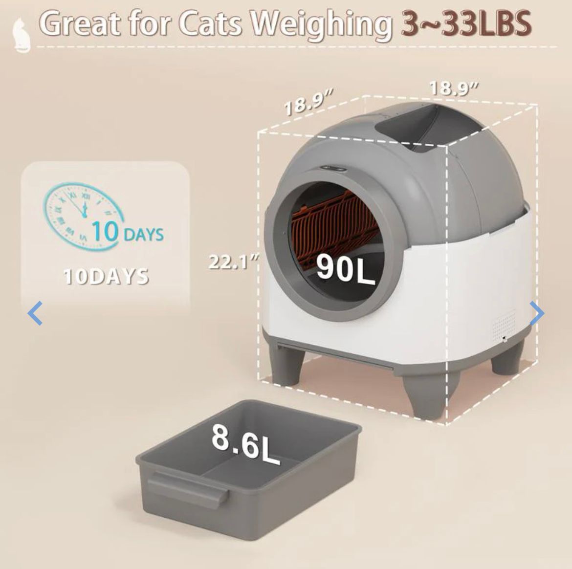 Low-Noise Auto- Cleaning Cat Box